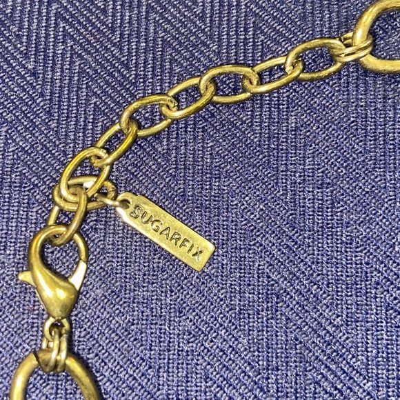 Sugarfix light green, gold, and gemstones necklace - Picture 7 of 8